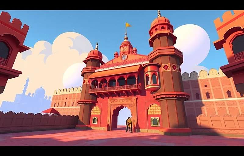 Pixel Runner 3D Rajasthan Fort level with traditional architecture