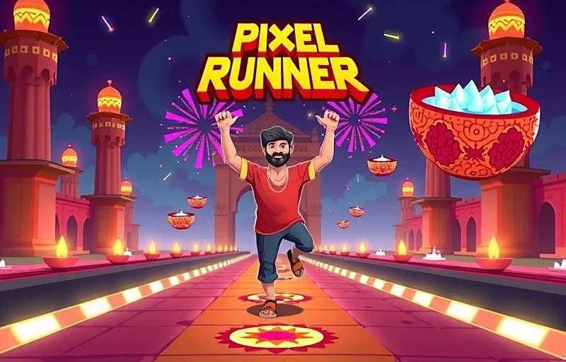Pixel Runner 3D Diwali event with illuminated levels and firecracker power-ups