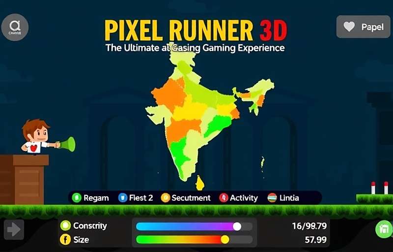Pixel Runner 3D player statistics showing India regional distribution